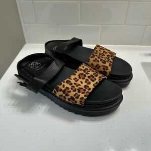 Daisy Fuentes Women’s Platform Chunky Sandals 8.5 Leopard Black Adjustable Shoes